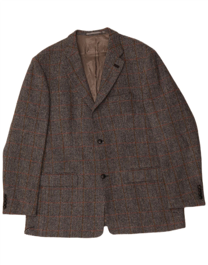 Walbusch Mens 2 Button Blazer Jacket UK 44 2XL Grey Check Wool