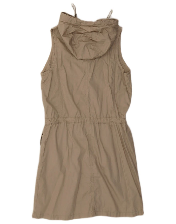 Michael Kors Womens Sleeveless Hooded Shirt Dress US 6 Medium Beige Cotton