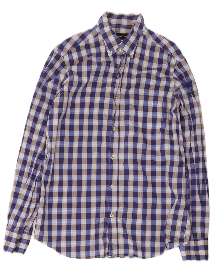 Massimo Dutti Mens Casual Fit Shirt Medium Blue Gingham