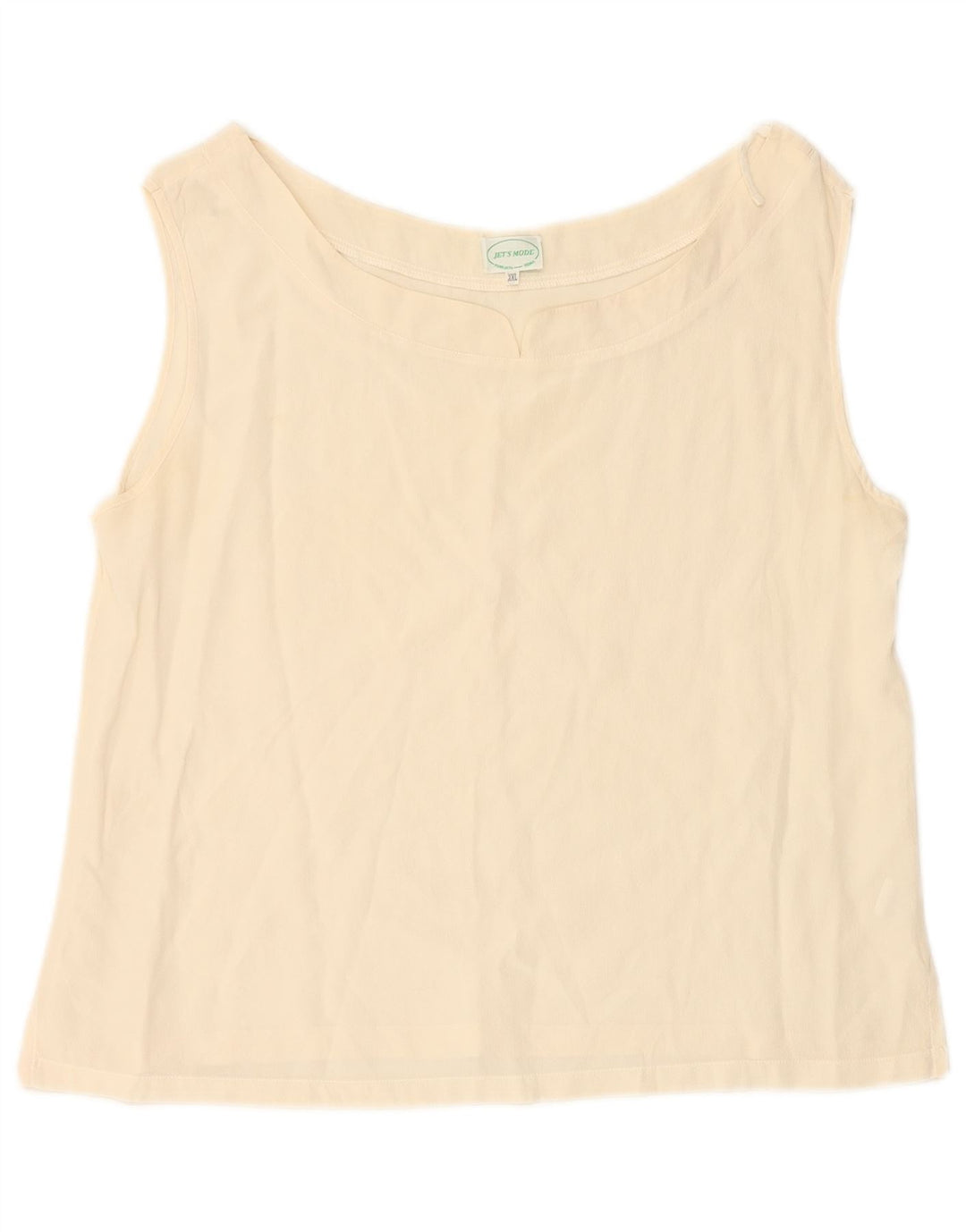 VINTAGE Womens Crop Sleeveless Blouse Top UK 20 2XL Off White Silk