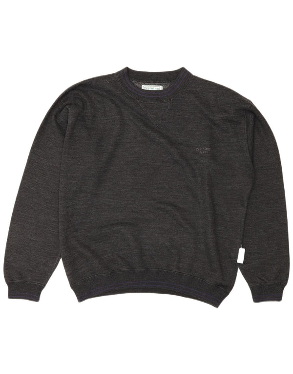 Vintage Mens Sweatshirt Jumper Large Grey Cotton