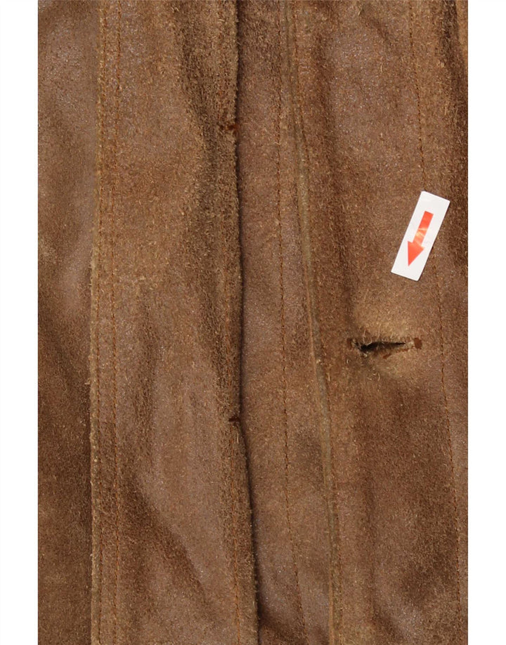 Mustang Mens Bomber Leather Jacket UK 42 XL Brown