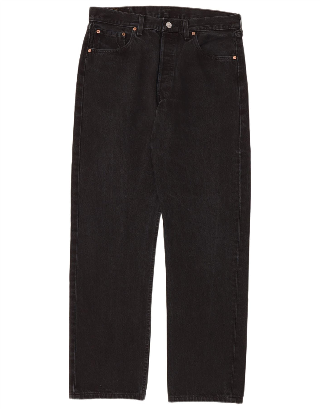 LEVI'S Mens 501 Straight Jeans W34 L34 Black Cotton
