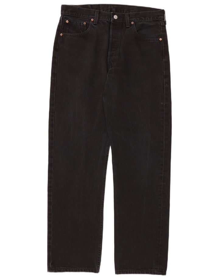 LEVI'S Mens 501 Straight Jeans W34 L34 Black Cotton