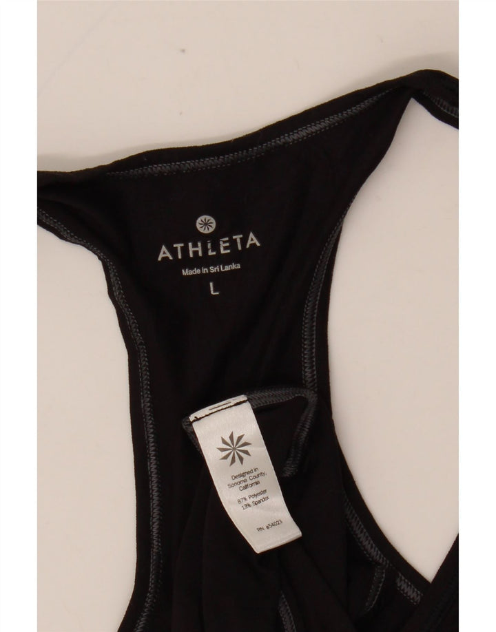 ATHLETA Womens Vest Top UK 14 Large Black Polyester