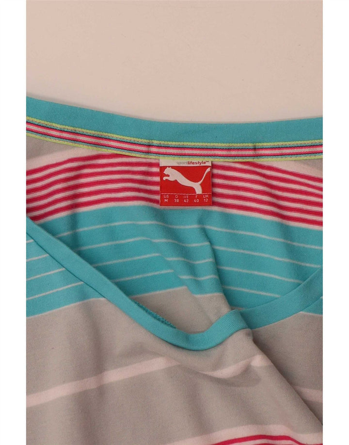 Puma Womens T-Shirt Top UK 12 Medium Multicoloured Striped