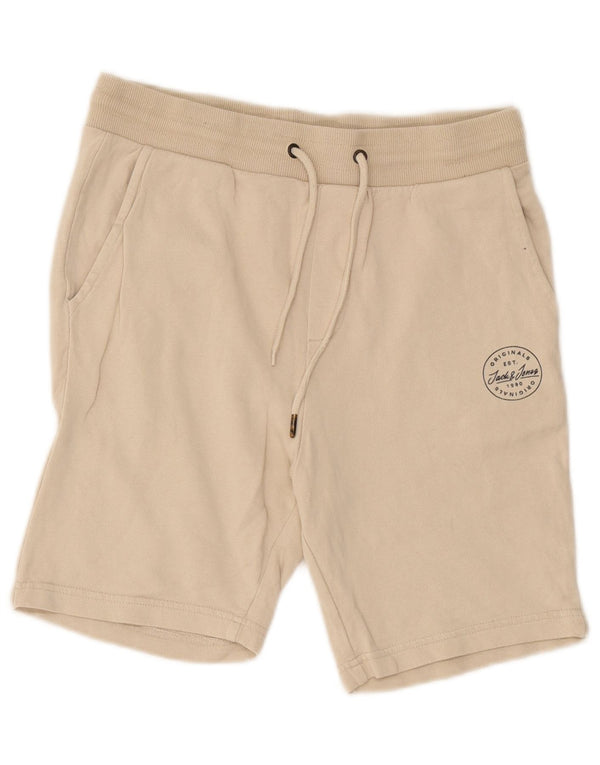 Jack & Jones Mens Sport Shorts Small Beige Cotton