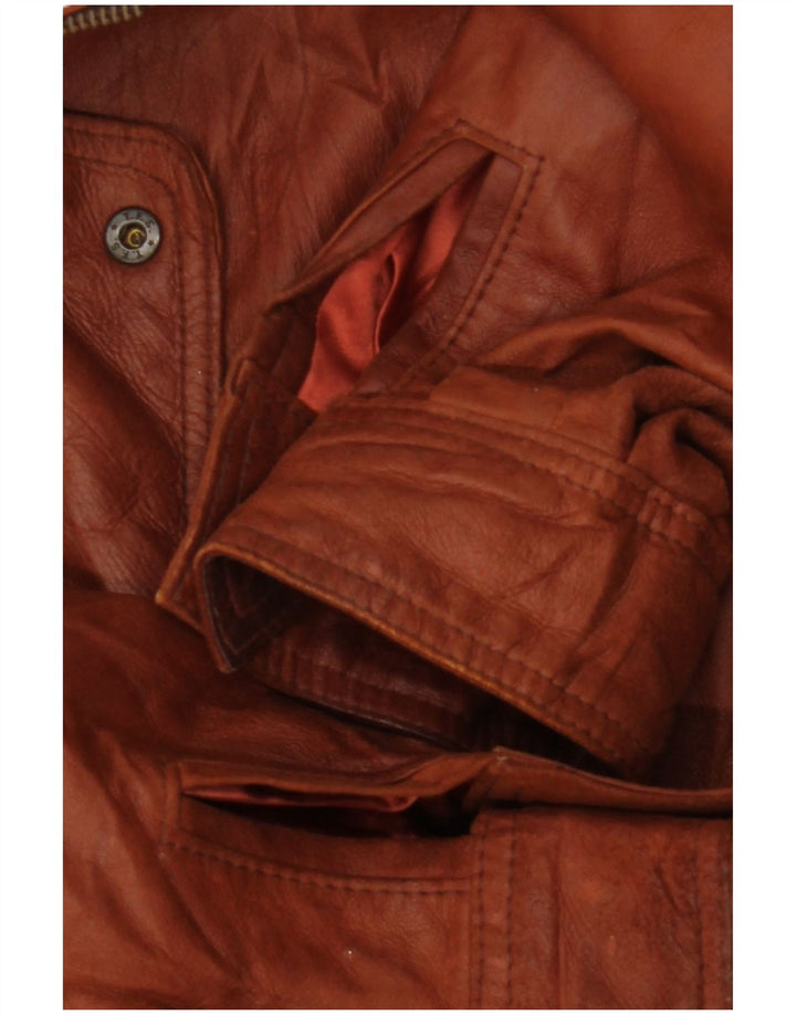 VINTAGE Mens Leather Jacket UK 36 Small Orange Leather