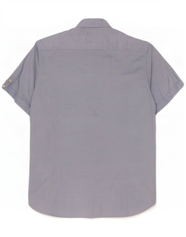 Ted Baker Mens Short Sleeve Shirt Size 4 Large Blue Cotton