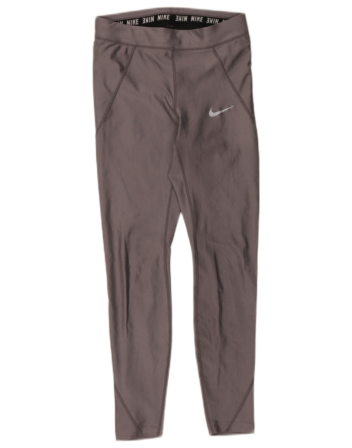 NIKE Womens Dri Fit Leggings UK 6 XS Grey Polyester