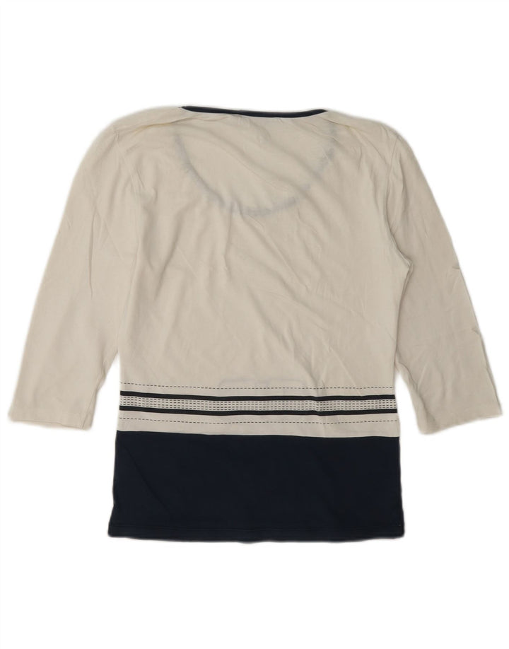 Roccobarocco Womens Graphic Top 3/4 Sleeve IT 42 Medium White Colourblock