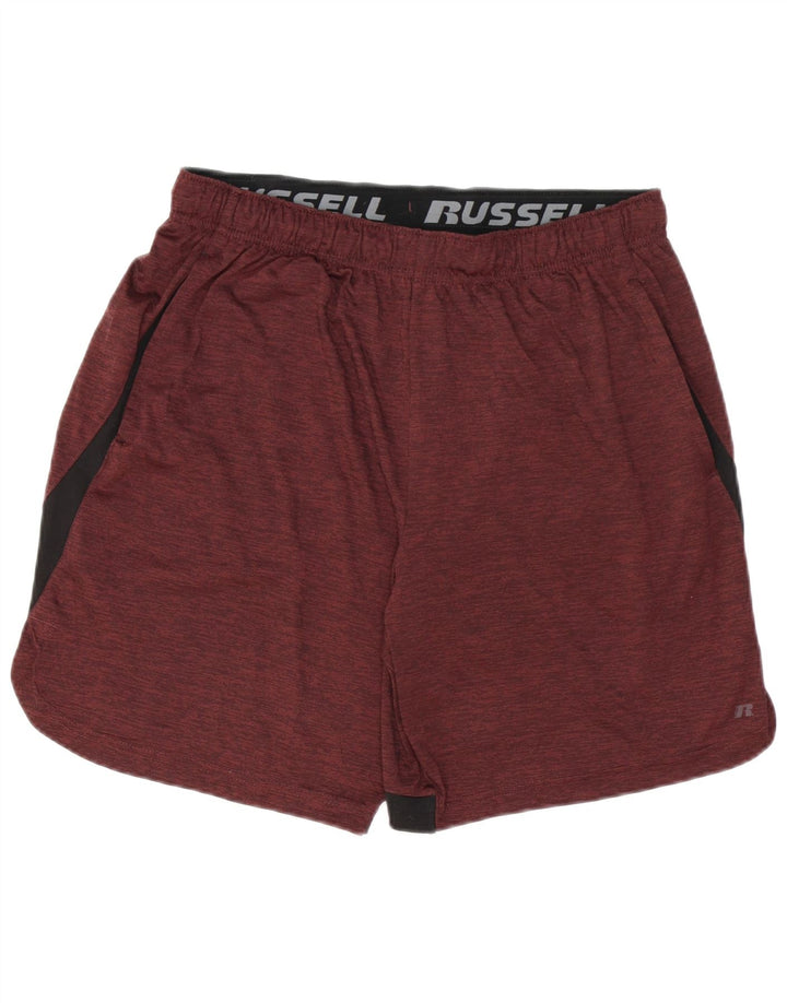 RUSSELL ATHLETIC Mens Dri-Power Sport Shorts Medium Maroon Colourblock