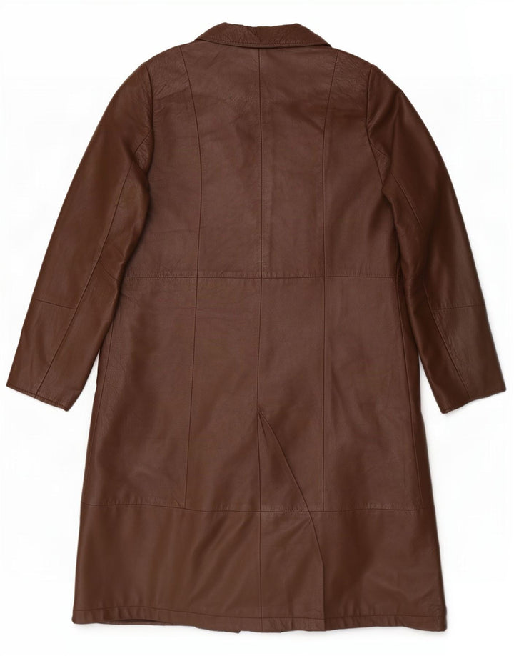 Vintage Womens Leather Coat UK 14 Medium Brown