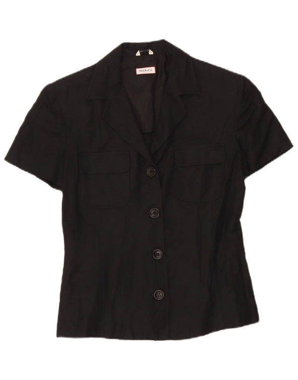 Max & Co. Womens 3 Button Short Sleeve Blazer Jacket UK 10 Small Black