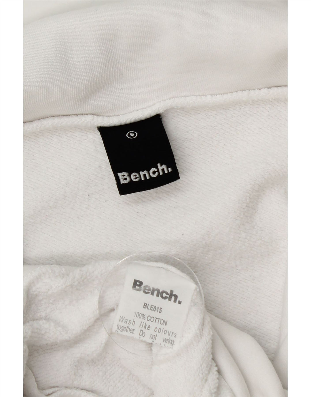 Bench Womens Crop Graphic Tracksuit Top Jacket UK 10 Small White Cotton
