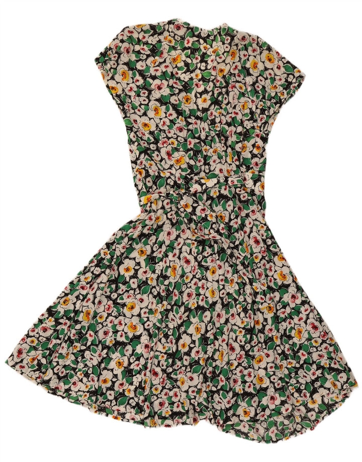 Vintage Womens Wrap Dress UK 12 Medium Multicoloured Floral