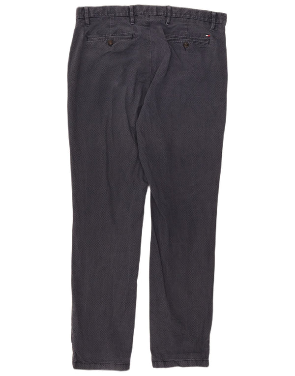 Tommy Hilfiger Mens Straight Chino Trousers W36 L32 Navy Blue Spotted