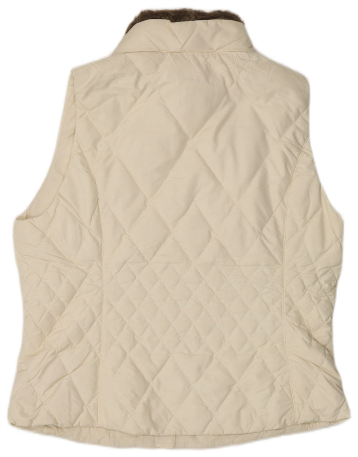 Eddie Bauer Womens Padded Gilet UK 16 Large Off White Polyester
