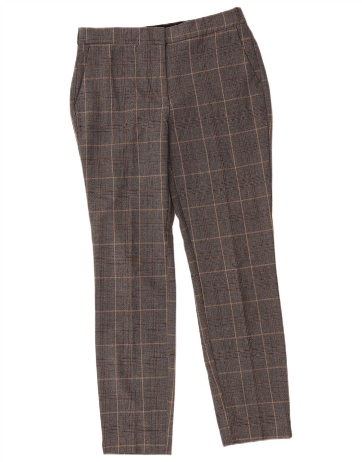 Zara Womens Slim Chino Trousers Medium W28 L26 Grey Check Polyester