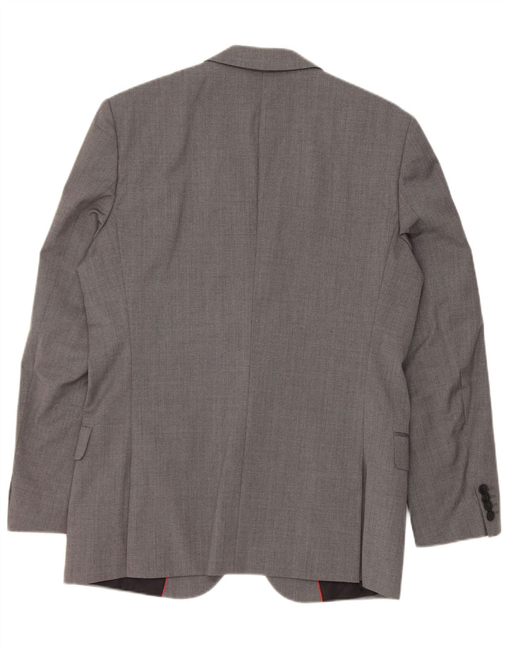 Hugo Boss Mens 2 Button Blazer Jacket EU 48 Medium Grey Virgin Wool