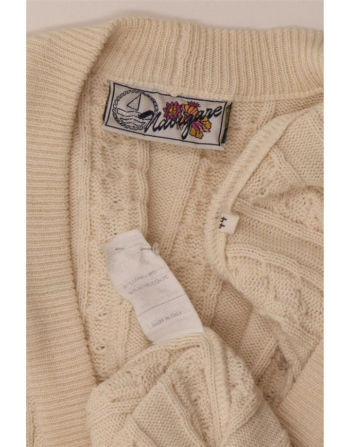 Navigare Womens Cardigan Sweater IT 44 Medium Beige Wool