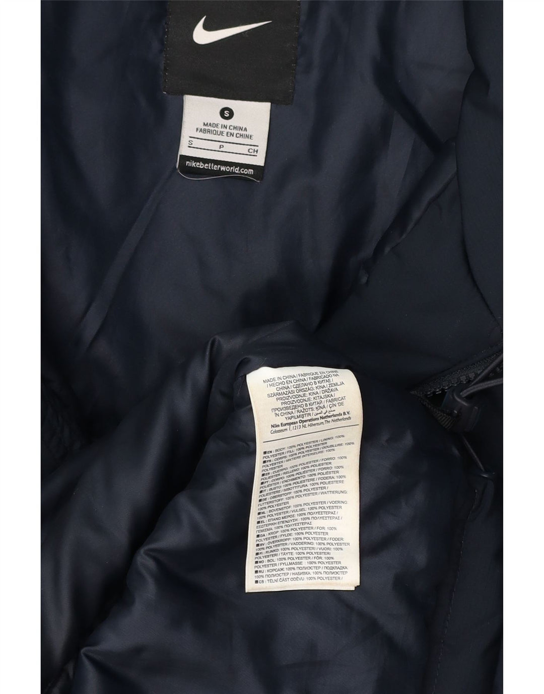 NIKE Mens Windbreaker Jacket UK 36 Small Navy Blue Polyester