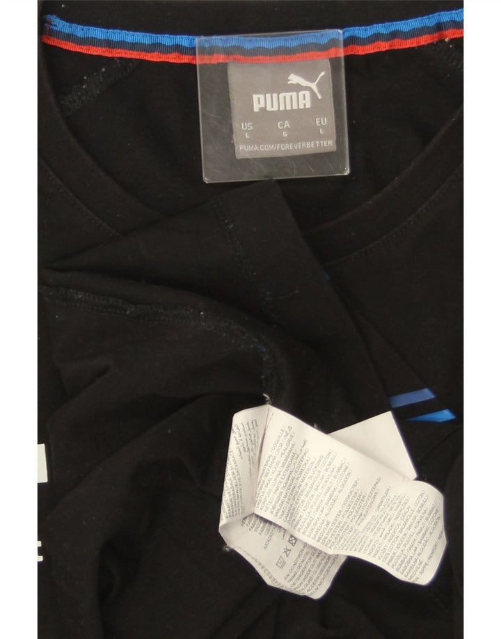 PUMA Mens BMW Motorsport Graphic T-Shirt Top Large Black Striped Cotton