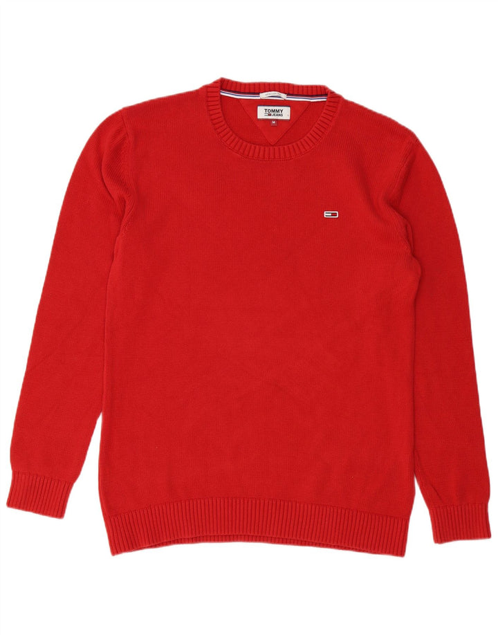 TOMMY HILFIGER Mens Regular Fit Crew Neck Jumper Sweater Medium Red Cotton