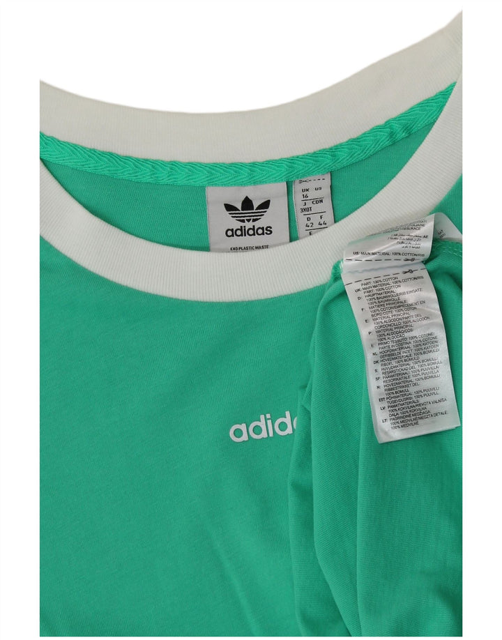 ADIDAS Womens T-Shirt Top UK 16 Large Green Cotton