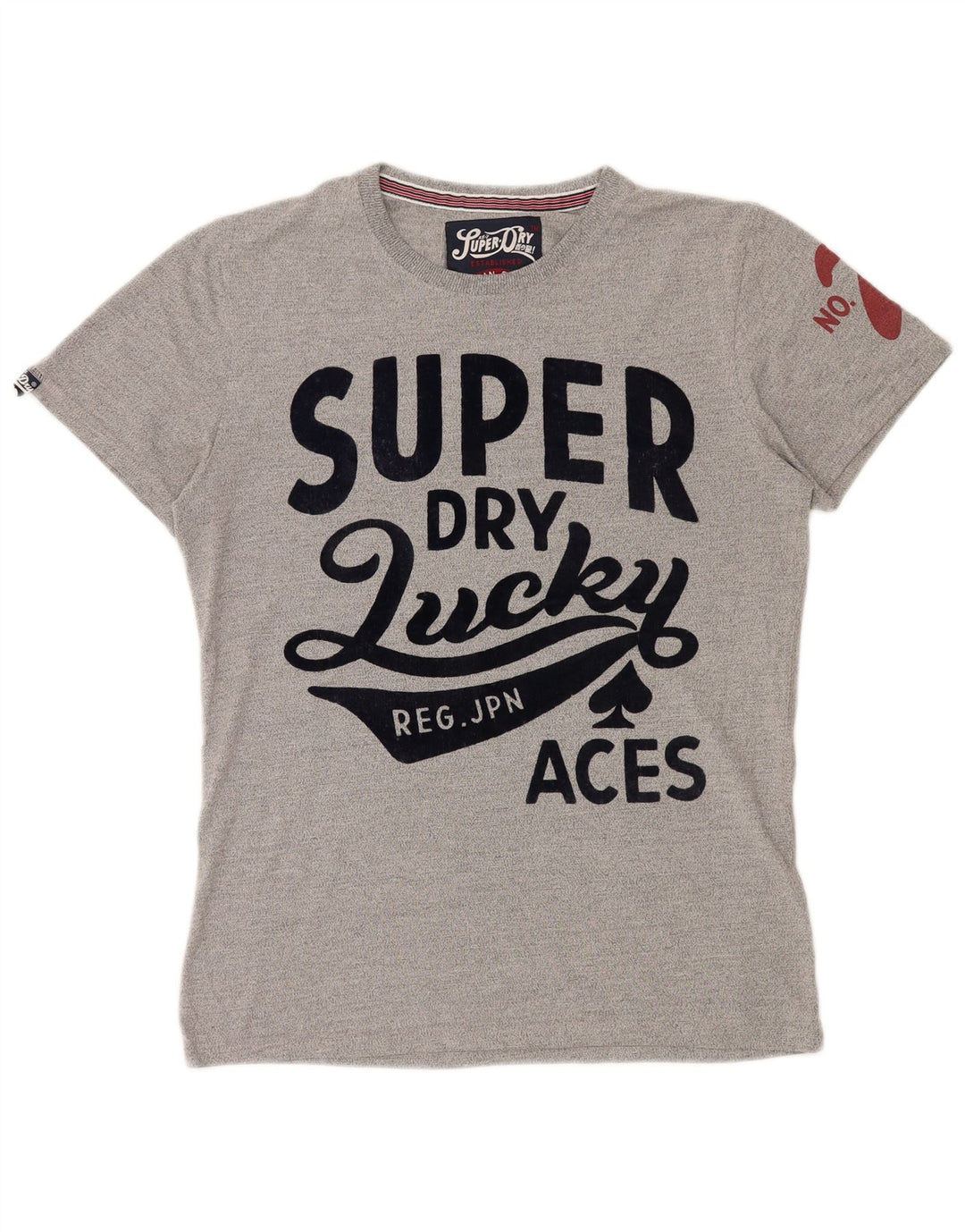 SUPERDRY Mens Graphic T-Shirt Top Medium Grey Cotton