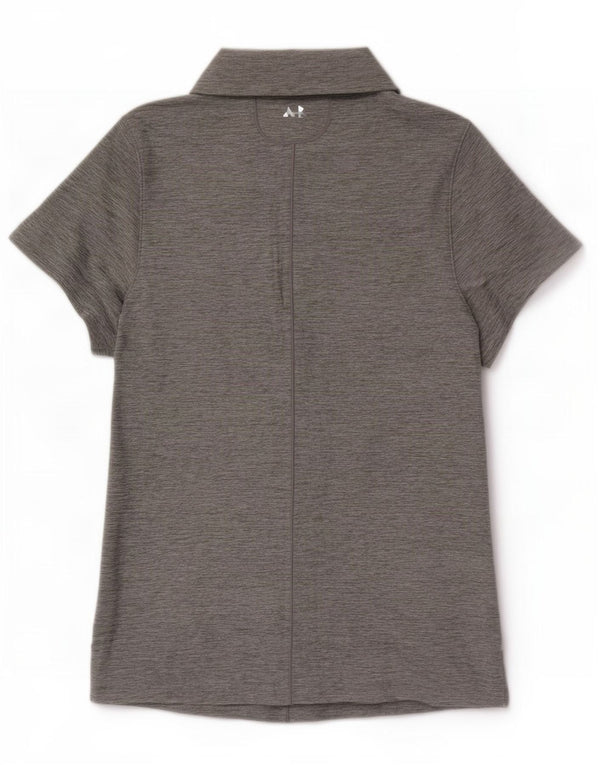 Under Armour Womens Heat Gear Polo Shirt UK 14 Large Grey Flecked Polyester