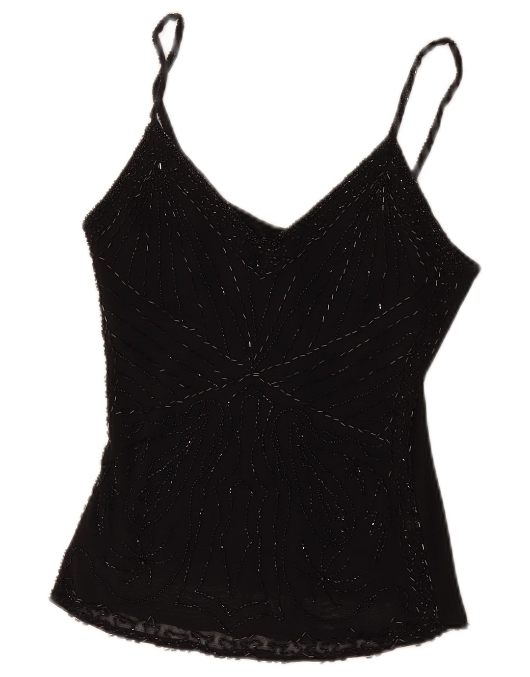 Vintage Womens Cami Top UK 8 Small Black Viscose