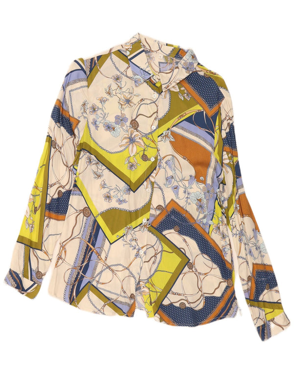 Vintage Womens Abstract Pattern Shirt Blouse UK 14 Large Multicoloured