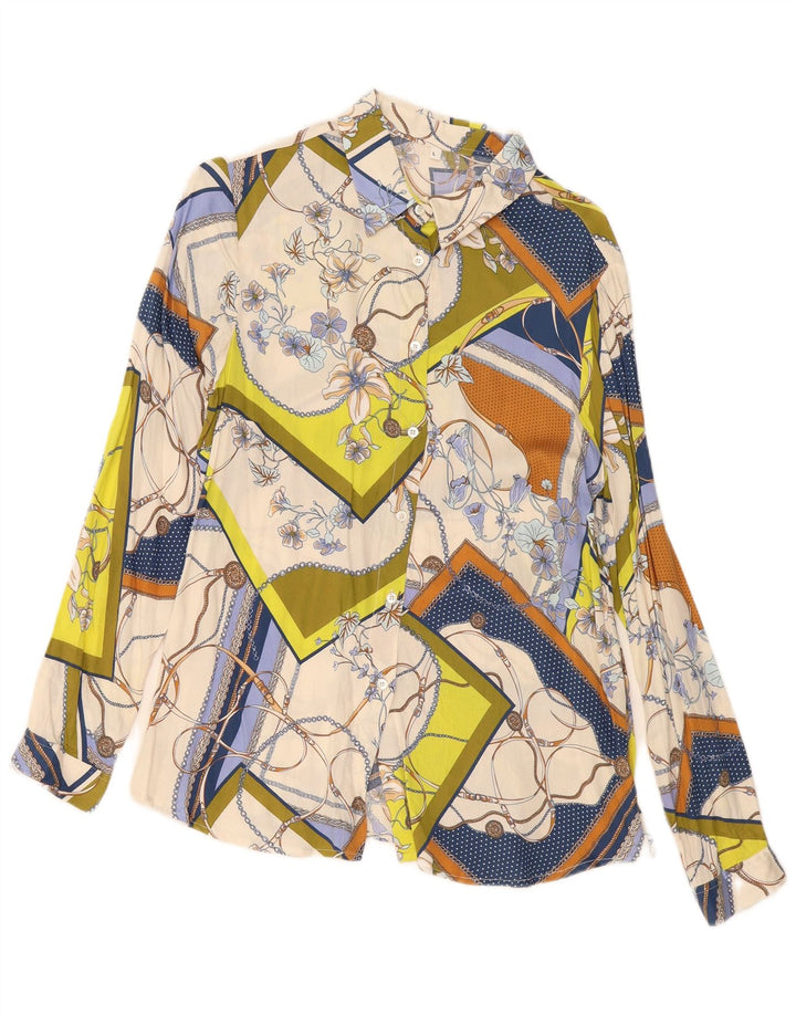 Vintage Womens Abstract Pattern Shirt Blouse UK 14 Large Multicoloured