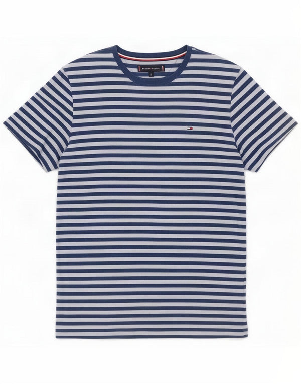 Tommy Hilfiger Mens Slim Fit T-Shirt Top Small Blue Striped Cotton Nautical