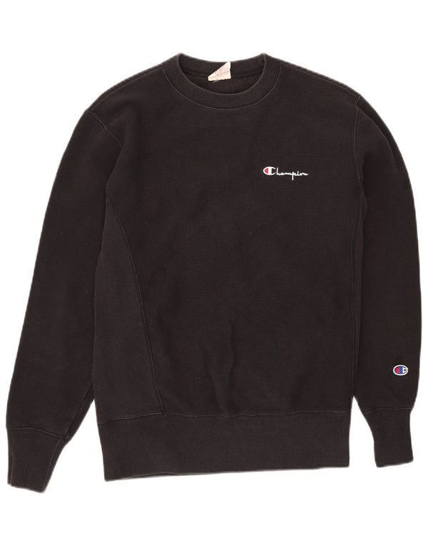 Champion Womens Graphic Sweatshirt Jumper UK 10 Small Black Cotton