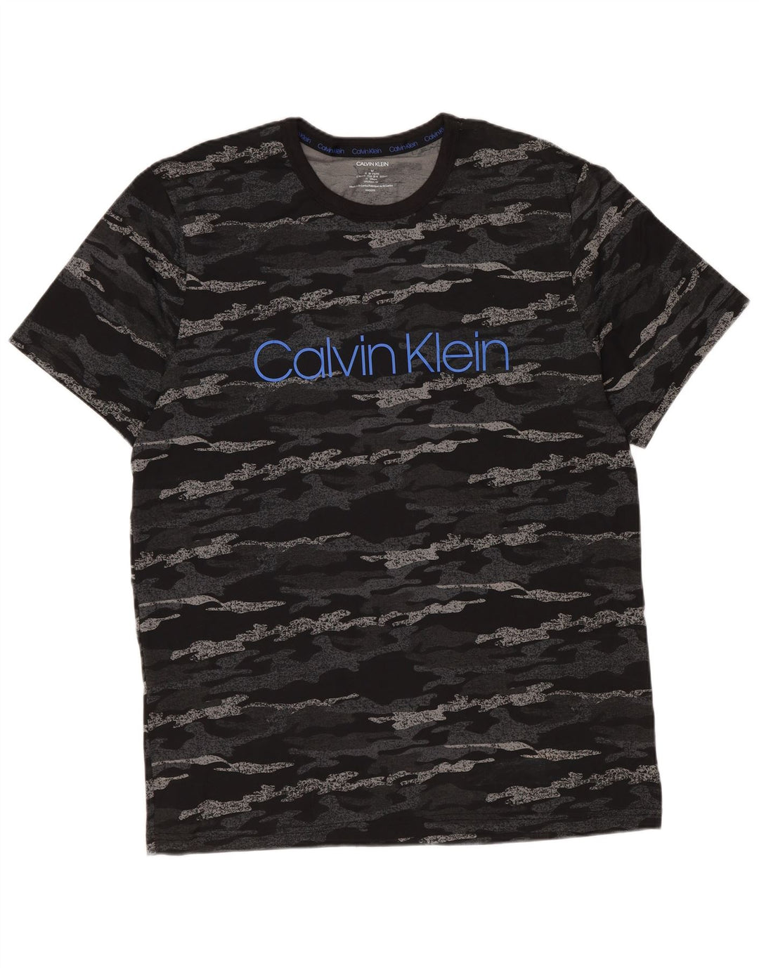 Calvin Klein Mens Graphic T-Shirt Top Medium Black Camouflage Cotton