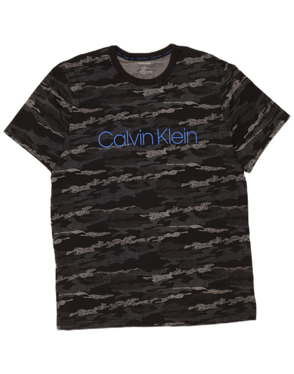 Calvin Klein Mens Graphic T-Shirt Top Medium Black Camouflage Cotton