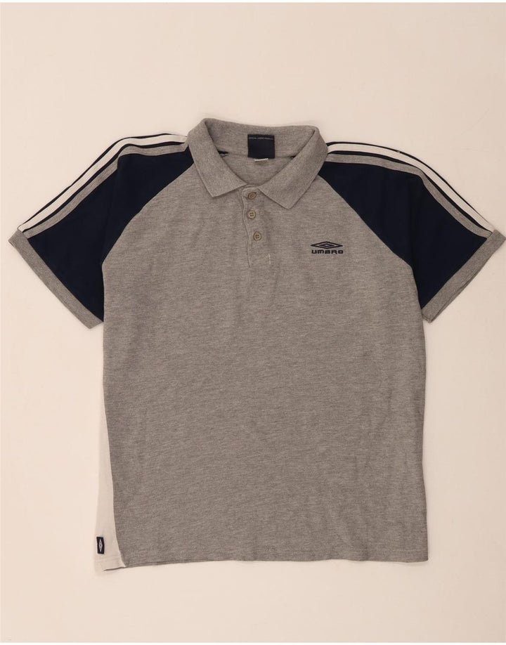 Umbro Mens Polo Shirt Medium Grey Colourblock Cotton