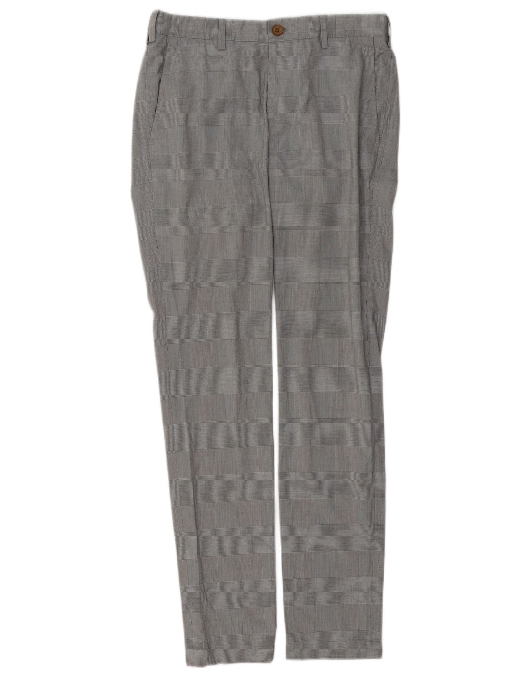ZARA Mens Slim Chino Trousers EU 38 Small W30 L31 Grey Houndstooth