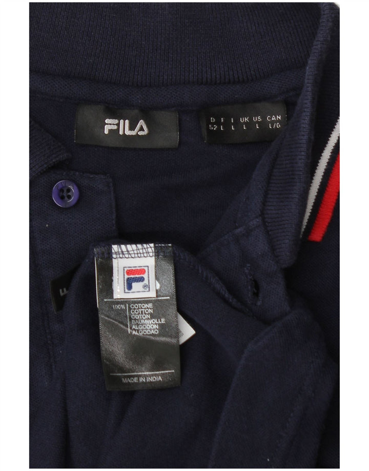 FILA Mens Polo Shirt Large Navy Blue Cotton