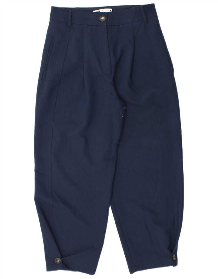Zara Womens Pegged Chino Trousers Medium W28 L26 Navy Blue Polyester