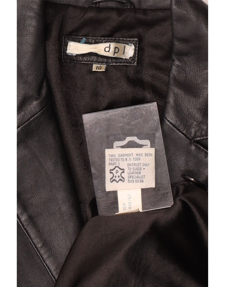 DPL Womens Leather Coat UK 10 Small  Black Leather