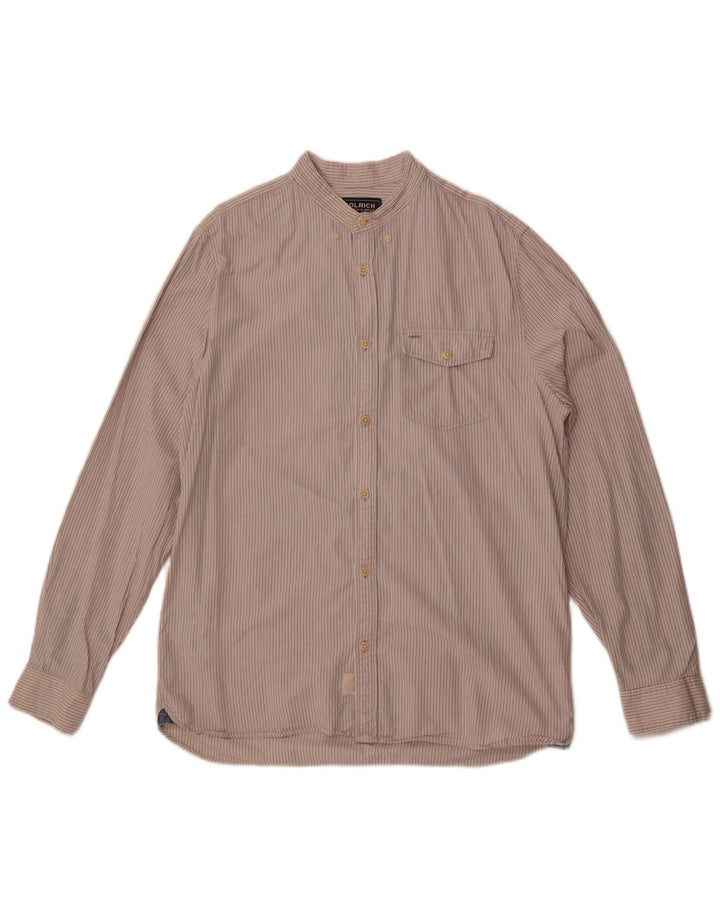 Woolrich Mens Shirt Large White Striped Cotton