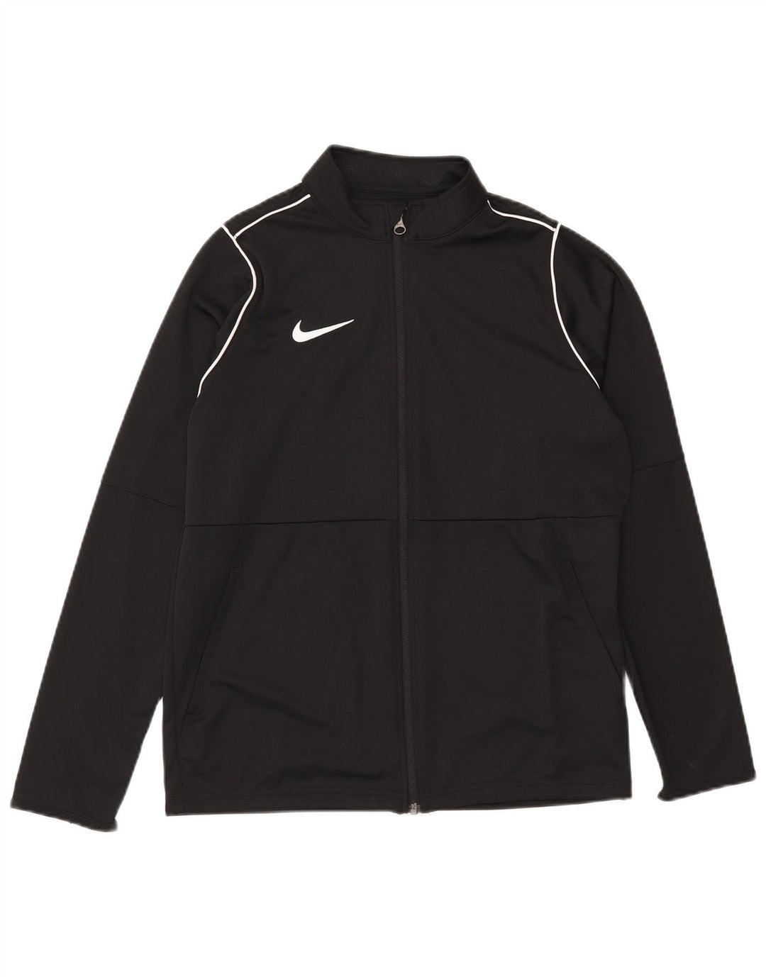 NIKE Boys Dri Fit Tracksuit Top Jacket 13-14 Years XL Black Polyester