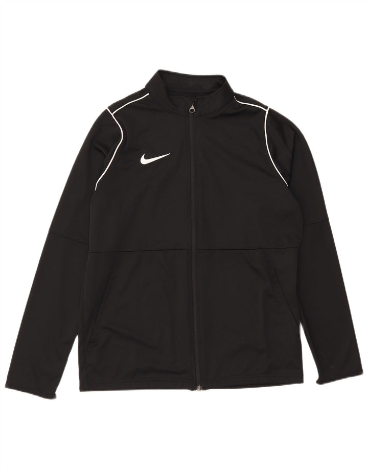 NIKE Boys Dri Fit Tracksuit Top Jacket 13-14 Years XL Black Polyester