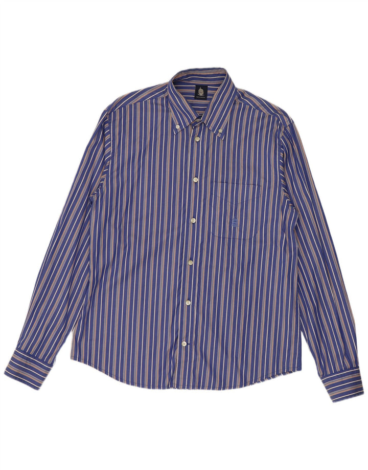 Marina Yachting Mens Shirt Size 41 Large Blue Striped