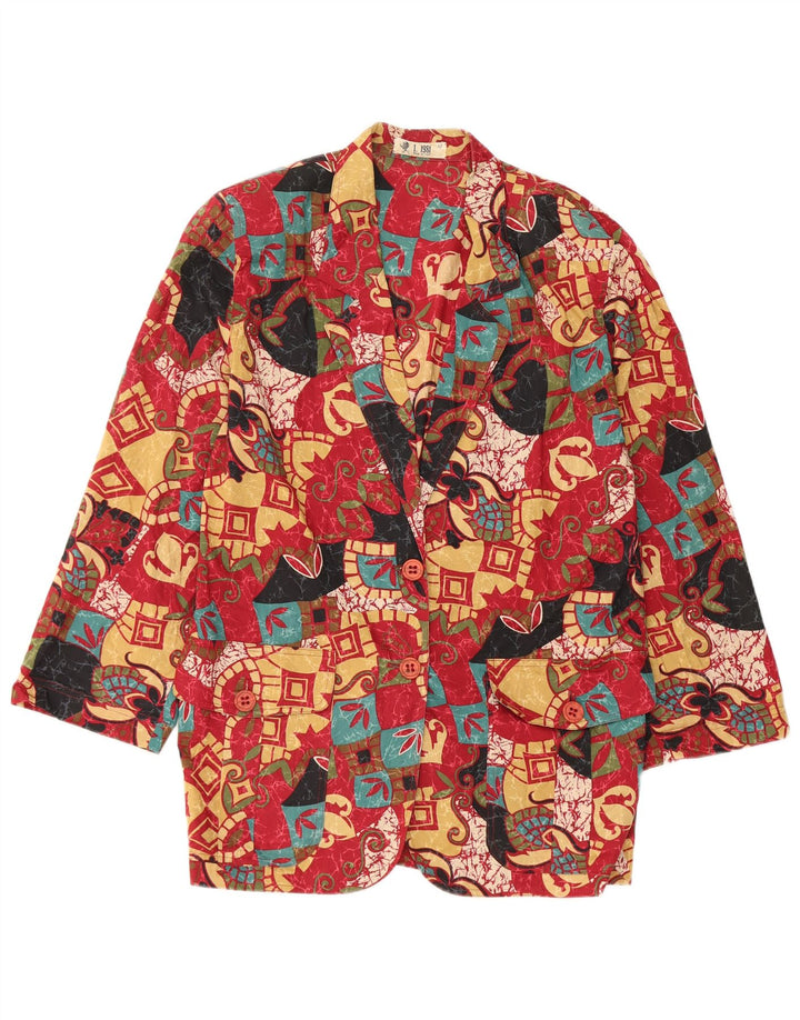 Vintage Womens Abstract Pattern Blazer Jacket IT 42 Medium Red Colourblock