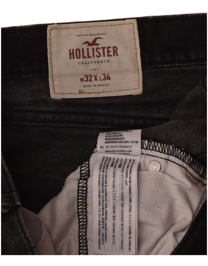 HOLLISTER Mens Skinny Jeans W32 L34 Black Cotton