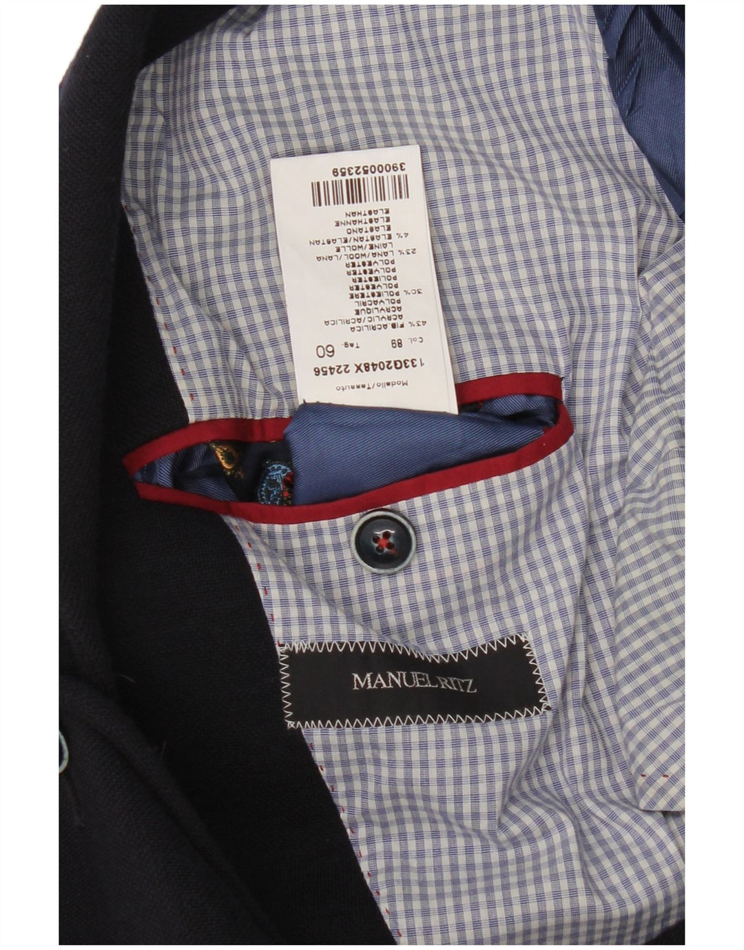 Manuel Ritz Mens 3 Button Blazer Jacket IT 60 5XL Navy Blue Acrylic